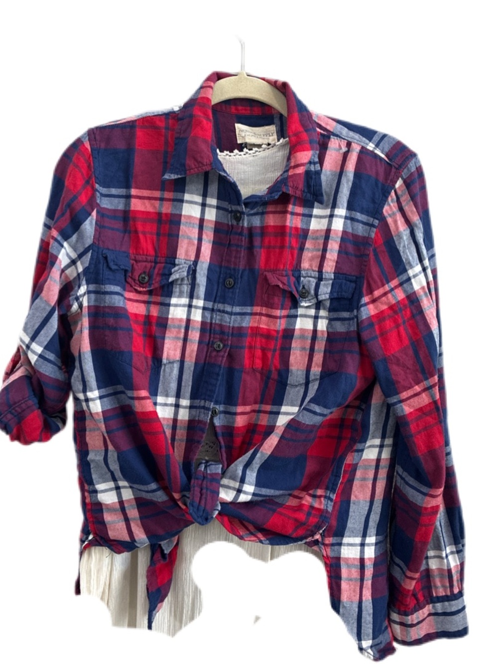 Women’s denim &supply  Red & Navy Plaid Button-Front Shirt